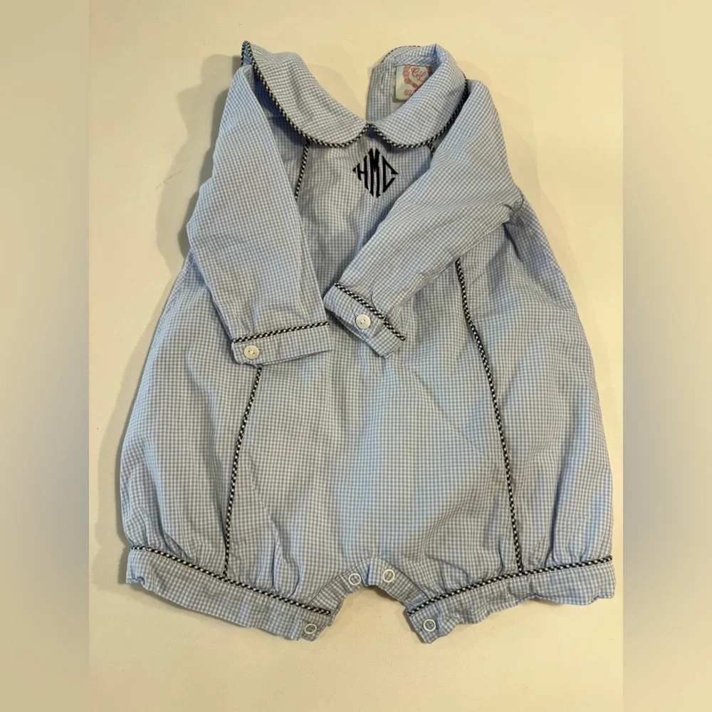 Cecil & Lou Plaid Blue Bubble Kids One Piece Size‎ 12m